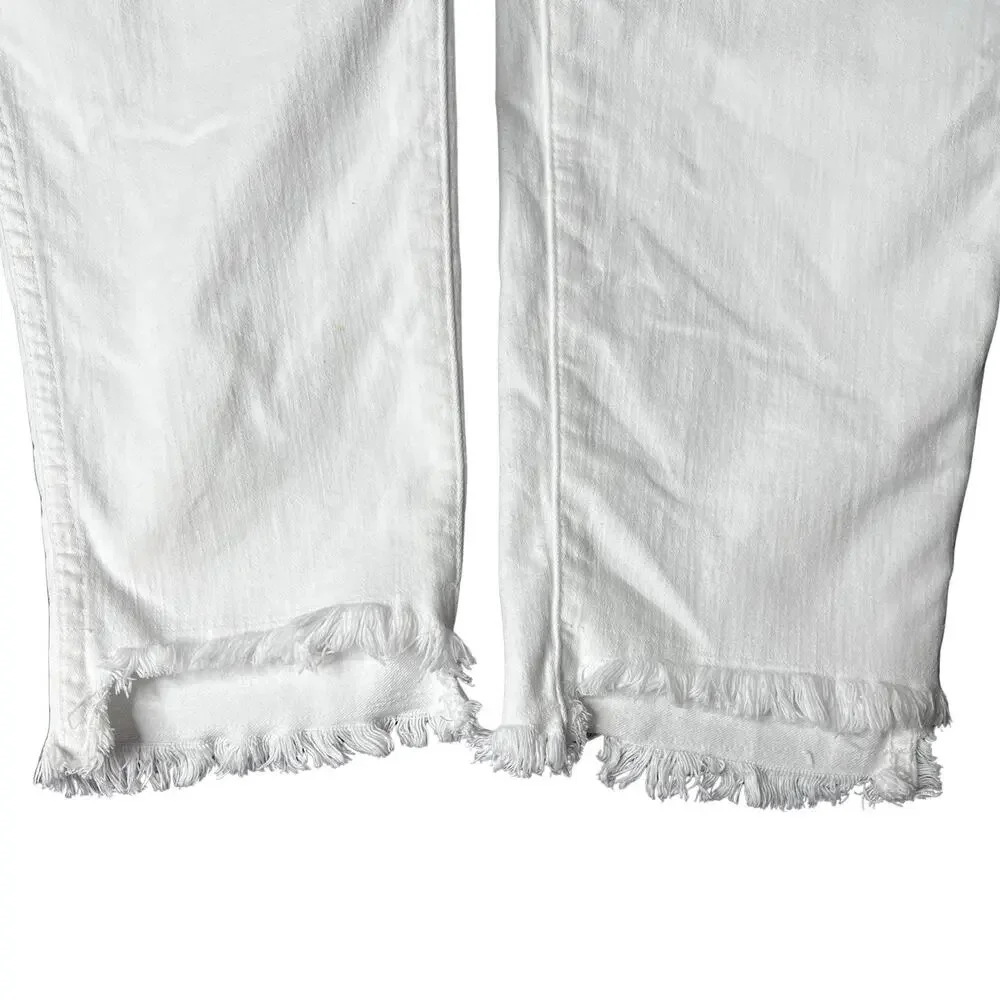Madewell 10” High Rise Skinny Jeans Step Hem Pure White sz 36 Tall